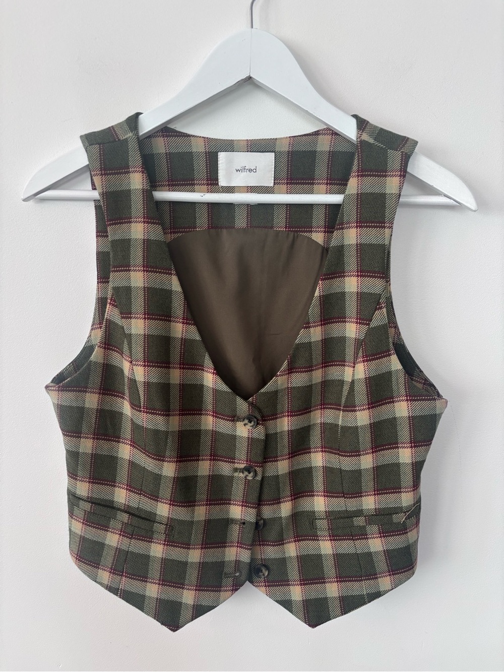 Wilfred Desire Twill Suit Vest in Plaid | Sz 8 (Medium)
